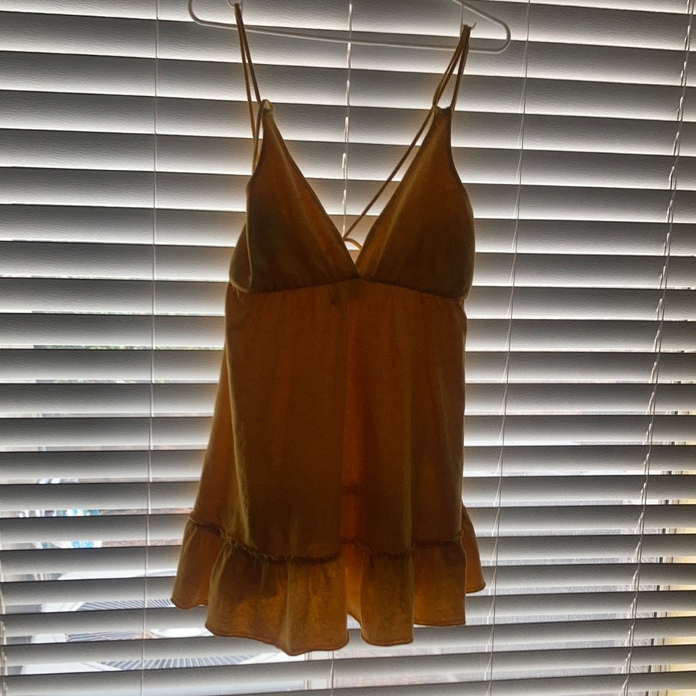 Yellow Strappy Dress with Rukffles Sz M